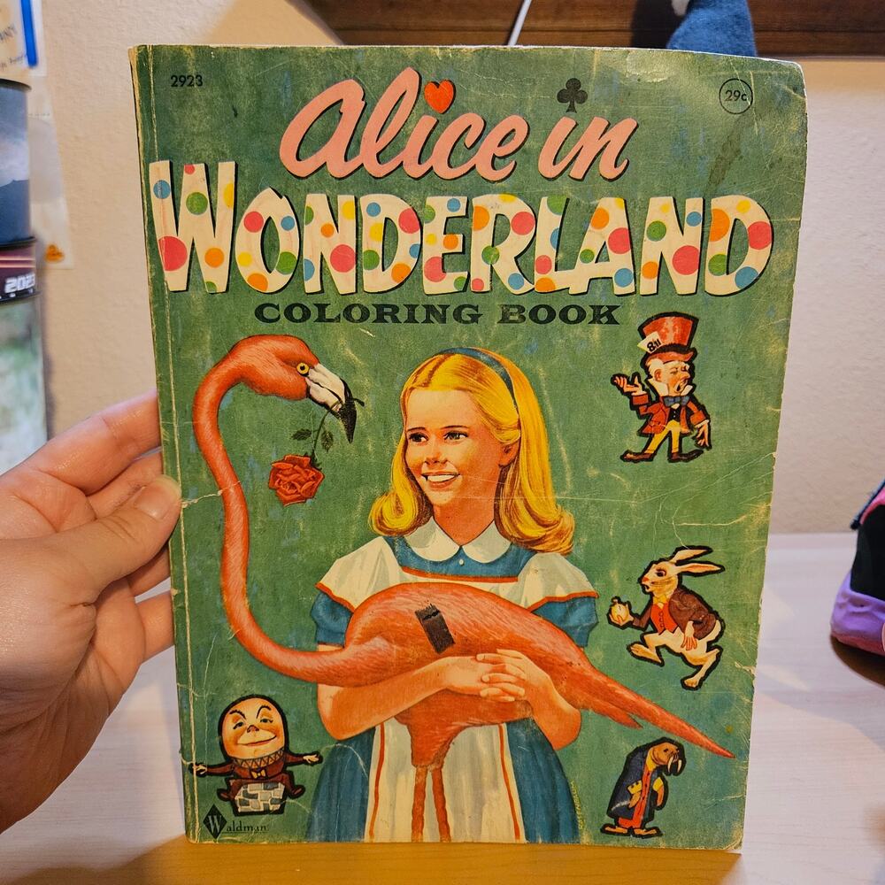 Vintage Alice in Wonderland Coloring Book- Partially Colored
